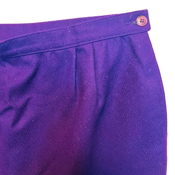 Pendleton Size 12 Purple Wool A Line Pencil Skirt Vintage 80s Lined Side Button - Picture 4 of 10